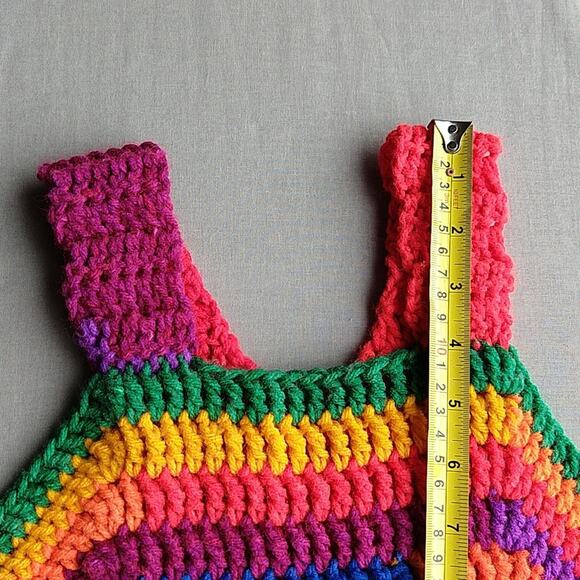 Crochet Rainbow Variegate Tank Top Racerback fits size M - XL handmade unique - Picture 10 of 14